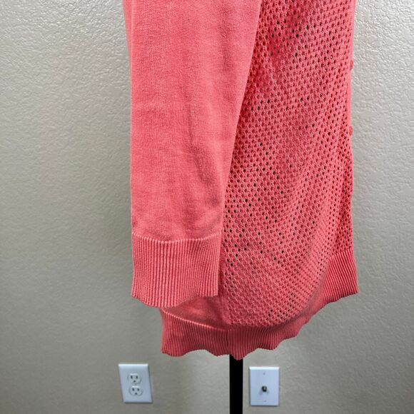 Croft & Barrow Coral Cardigan Sweater Fishnet Sweater size M coastal chic - Picture 9 of 15